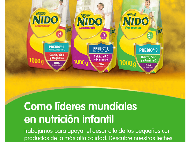 Como líderes mundiales en nutrición infantil trabajamos para apoyar el desarrollo de tus pequeños con productos de la más alta calidad. Descubre nuestras leches de crecimiento hechas especialmente para cada etapa de su desarrollo