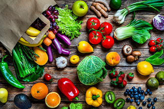 Frutas y verduras frescas y saludables